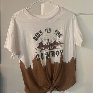 Western Graphic Short Sleeve Tee White and Brown